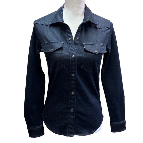 All Saints Tops - AllSaints Denim Button Up Shirt 4 Women Blue Western Rodeo Snap Button Cowgirl